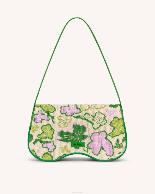 co JW PEI bolsa de hombro becci de punto colección de flores - lima y verde y rosa y marfil bolsa de hombro H2LF150
