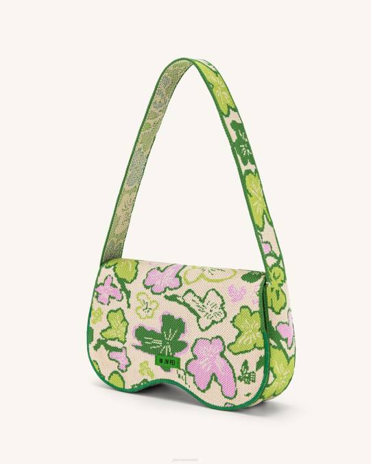 co JW PEI bolsa de hombro becci de punto colección de flores - lima y verde y rosa y marfil bolsa de hombro H2LF150