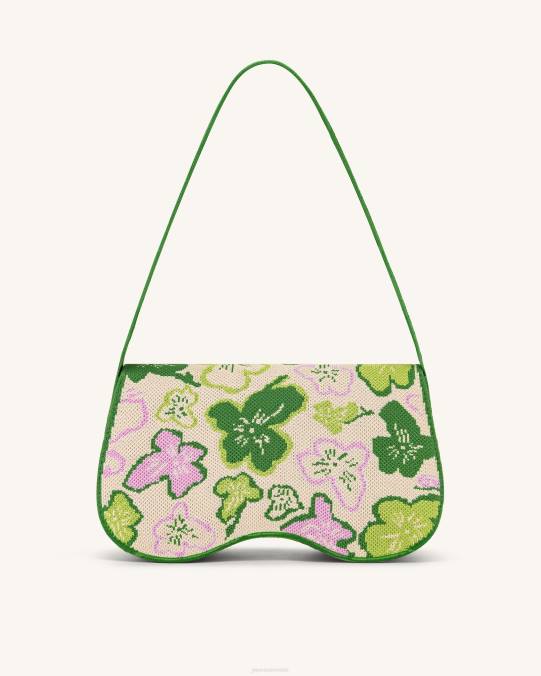 co JW PEI bolsa de hombro becci de punto colección de flores - lima y verde y rosa y marfil bolsa de hombro H2LF150