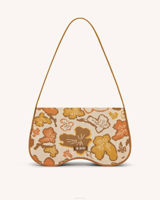 co JW PEI bolsa de hombro becci de punto colección de flores - marrón, naranja y beige bolsa de hombro H2LF149