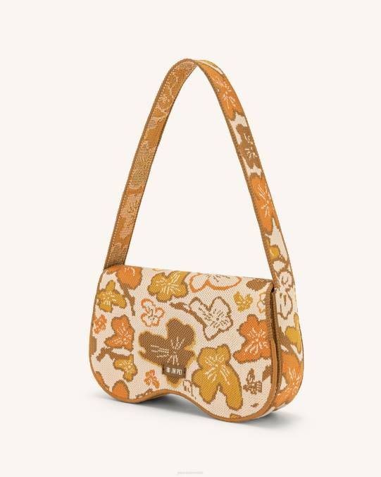 co JW PEI bolsa de hombro becci de punto colección de flores - marrón, naranja y beige bolsa de hombro H2LF149