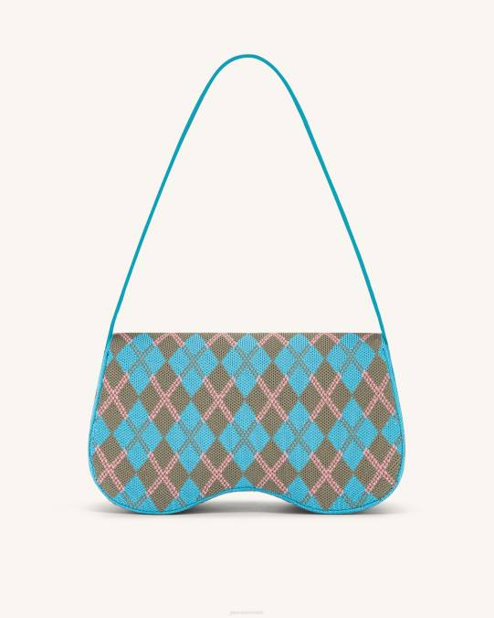 co JW PEI bolsa de hombro becci de punto lago azul y gris verde y rosa bolsa de hombro H2LF151