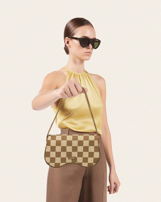 co JW PEI bolsa de hombro becci de punto marrón y beige bolsa de hombro H2LF111