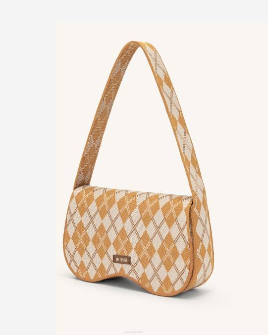 co JW PEI bolsa de hombro becci de punto naranja y marfil y marrón bolsa de hombro H2LF153