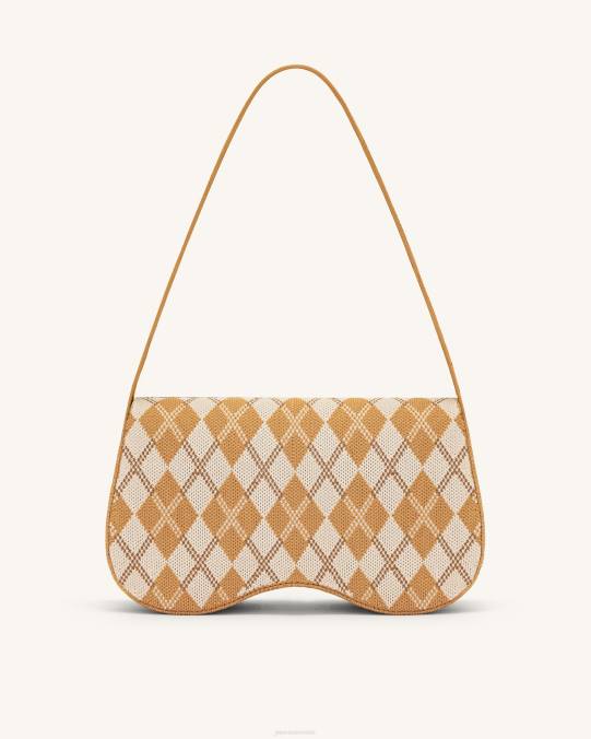 co JW PEI bolsa de hombro becci de punto naranja y marfil y marrón bolsa de hombro H2LF153