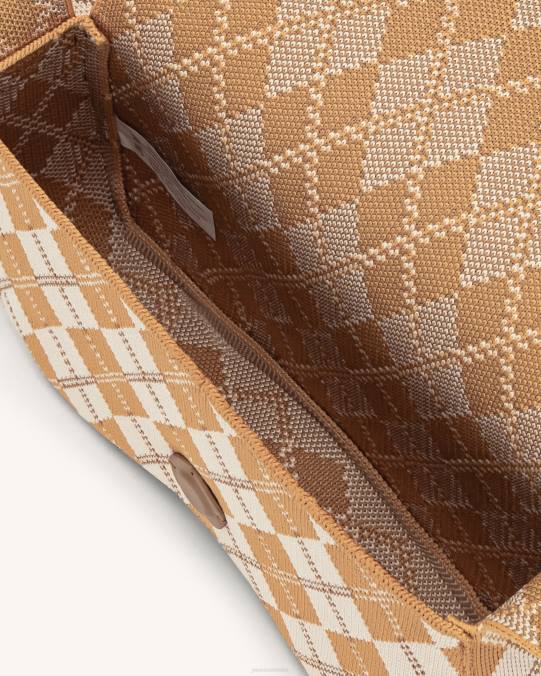 co JW PEI bolsa de hombro becci de punto naranja y marfil y marrón bolsa de hombro H2LF153