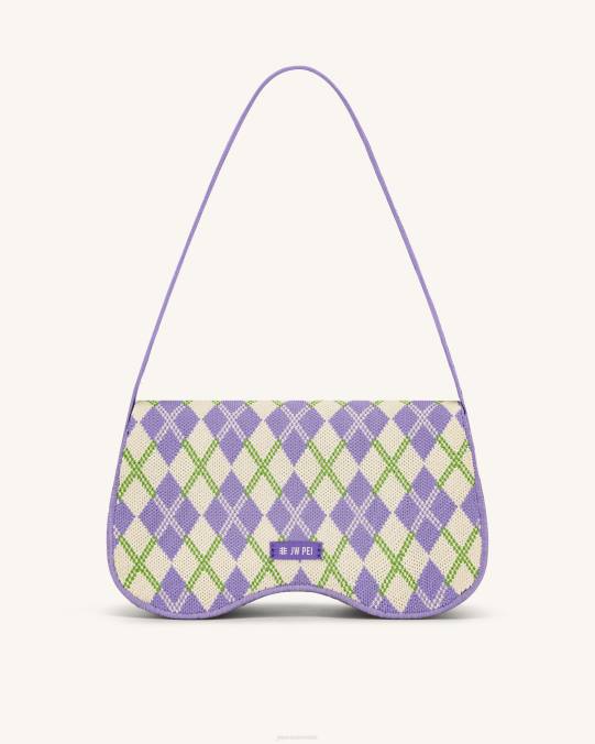 co JW PEI bolsa de hombro becci de punto púrpura y marfil y lima bolsa de hombro H2LF152