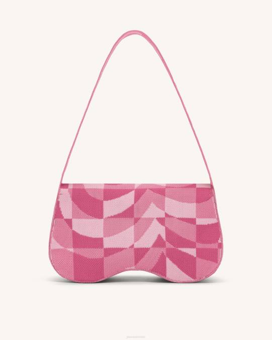 co JW PEI bolsa de hombro becci de punto rosa pálido y rosa y rosa fuerte bolsa de hombro H2LF112