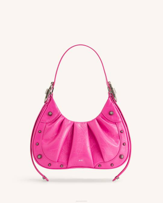co JW PEI bolso de mano estilo hobo con frunces aplastados de gabbi Rosa brillante bolsa de hombro H2LF168