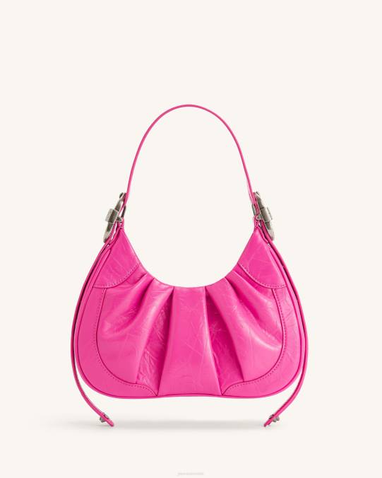 co JW PEI bolso de mano estilo hobo con frunces aplastados de gabbi Rosa brillante bolsa de hombro H2LF168