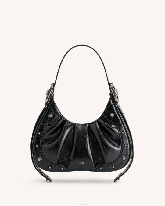 co JW PEI bolso de mano estilo hobo con frunces aplastados de gabbi negro bolsa de hombro H2LF167