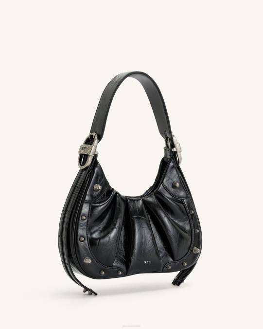 co JW PEI bolso de mano estilo hobo con frunces aplastados de gabbi negro bolsa de hombro H2LF167