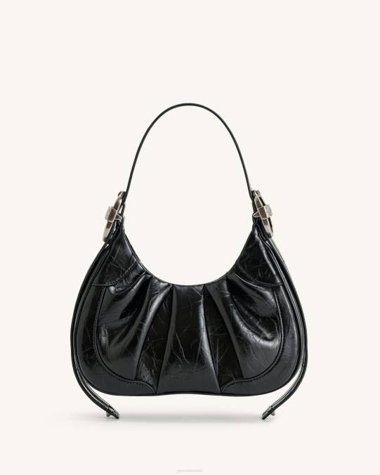 co JW PEI bolso de mano estilo hobo con frunces aplastados de gabbi negro bolsa de hombro H2LF167