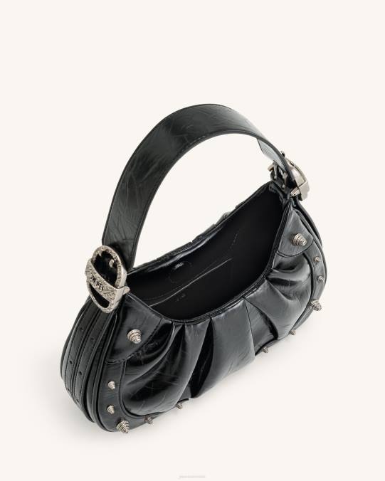 co JW PEI bolso de mano estilo hobo con frunces aplastados de gabbi negro bolsa de hombro H2LF167