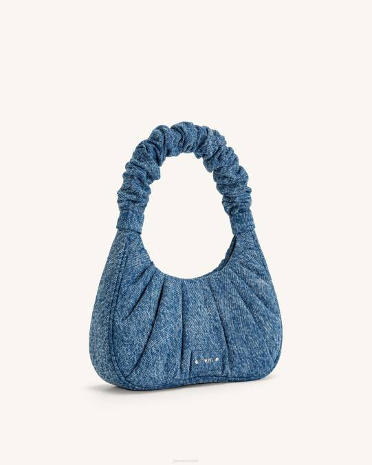 co JW PEI bolso de mano gabbi denim fruncido hobo azul bolsa de hombro H2LF147