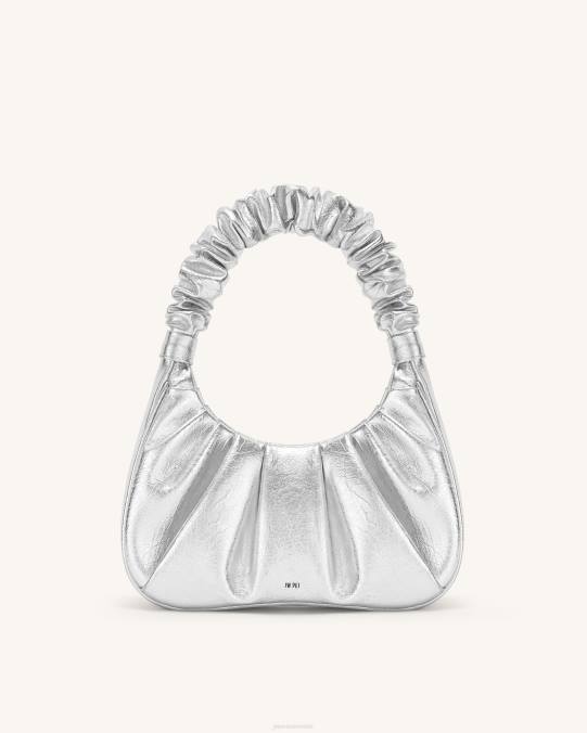 co JW PEI bolso de mano gabbi metalizado fruncido plata bolsa de hombro H2LF146
