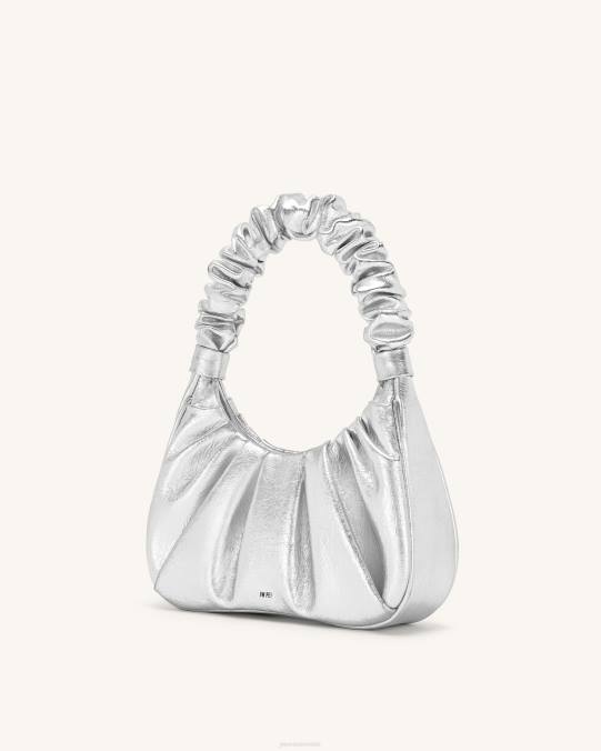 co JW PEI bolso de mano gabbi metalizado fruncido plata bolsa de hombro H2LF146