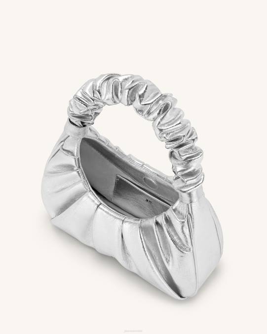 co JW PEI bolso de mano gabbi metalizado fruncido plata bolsa de hombro H2LF146