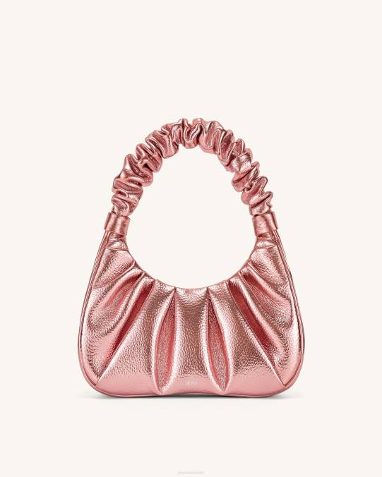 co JW PEI bolso de mano gabbi metalizado fruncido rosa bolsa de hombro H2LF144