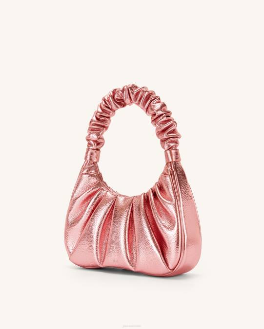 co JW PEI bolso de mano gabbi metalizado fruncido rosa bolsa de hombro H2LF144