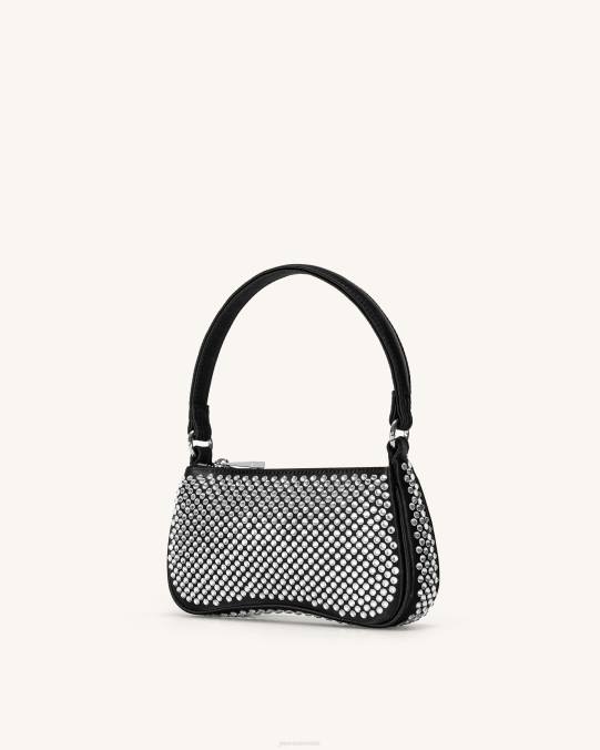 co JW PEI minibolso de hombro de cristal artificial eva negro bolsa de hombro H2LF126
