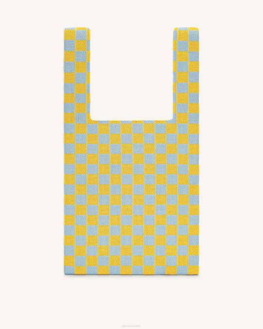 co JW PEI bolso shopper tejido a cuadros de karité hielo y amarillo bolso de mano H2LF242