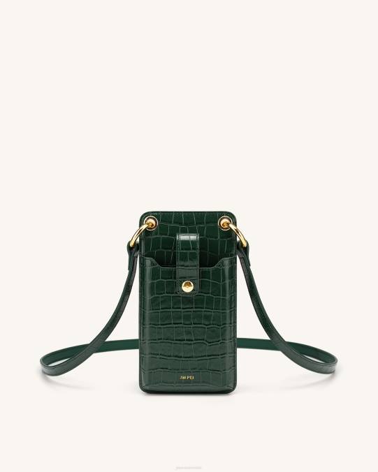 co JW PEI bolsa de teléfono quinn cocodrilo verde oscuro bolsa de teléfono H2LF188