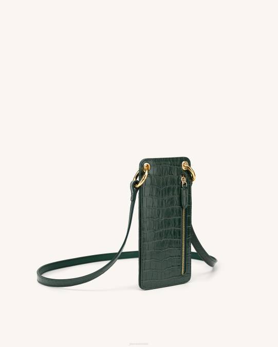 co JW PEI bolsa de teléfono quinn cocodrilo verde oscuro bolsa de teléfono H2LF188