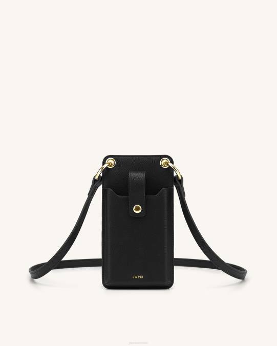 co JW PEI bolsa de teléfono quinn cuero vegano granulado negro bolsa de teléfono H2LF189