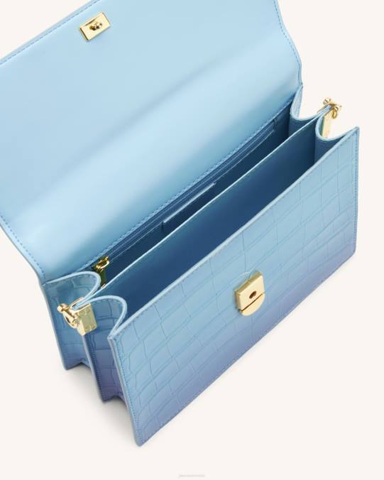 co JW PEI bandolera mini con solapa cocodrilo degradado azul y morado bandolera H2LF42