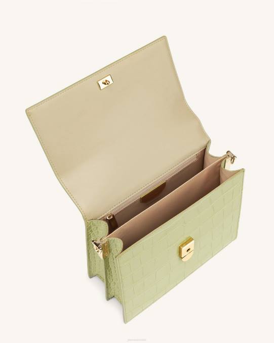 co JW PEI bandolera mini con solapa cocodrilo verde salvia bandolera H2LF22