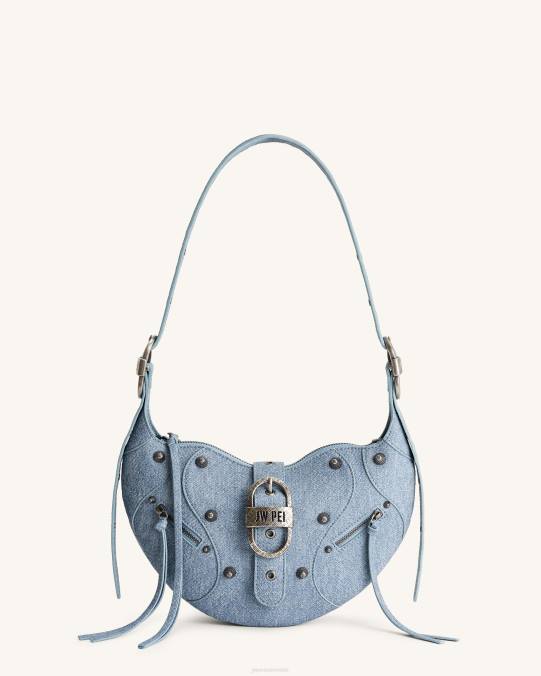 co JW PEI bolsa crossbody tessa denim con grabado en relieve azul bandolera H2LF53