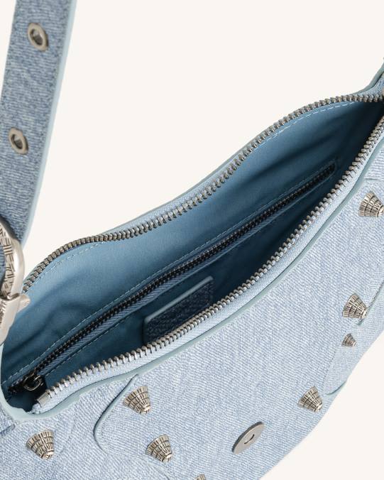 co JW PEI bolsa crossbody tessa denim con grabado en relieve azul bandolera H2LF53