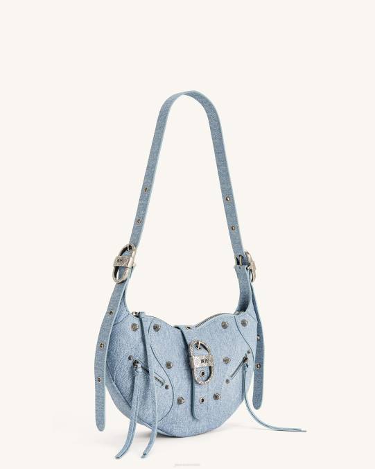 co JW PEI bolsa crossbody tessa denim con grabado en relieve azul bandolera H2LF53