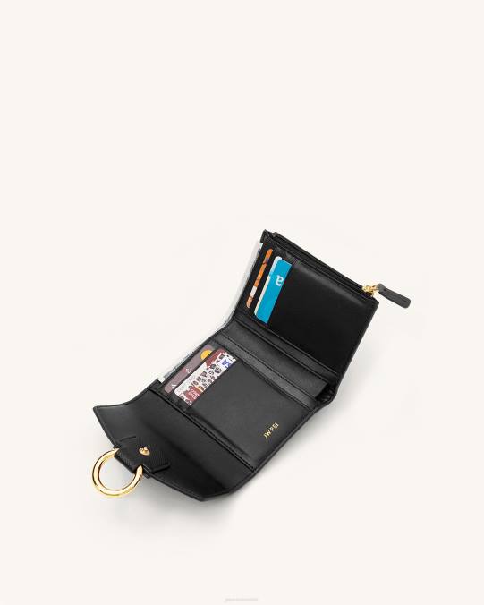 co JW PEI billetera estela cuero vegano granulado negro billetera H2LF285