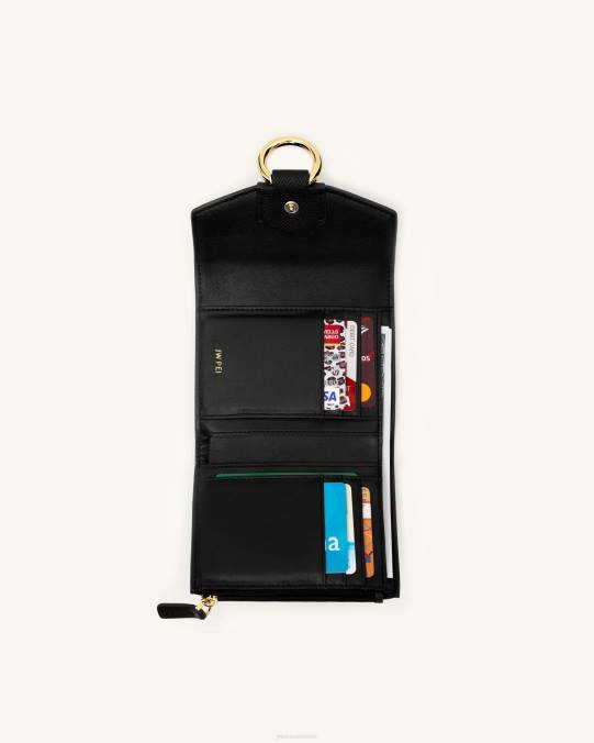 co JW PEI billetera estela cuero vegano granulado negro billetera H2LF285