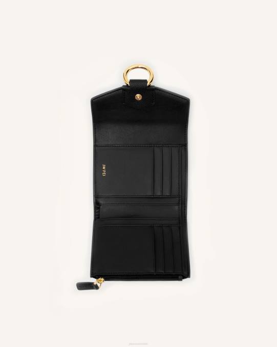 co JW PEI billetera estela cuero vegano granulado negro billetera H2LF285