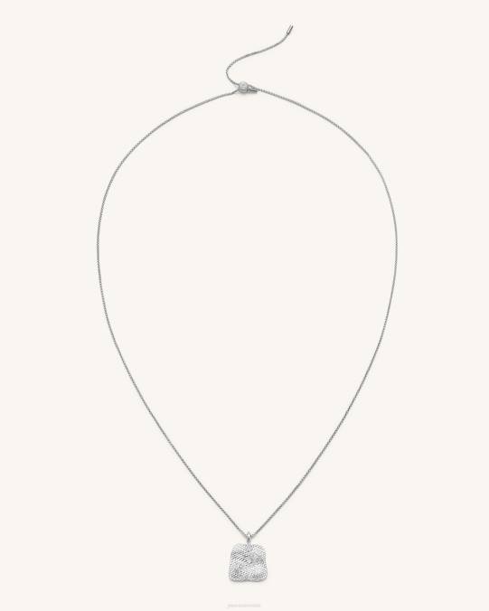 co JW PEI collar con colgante de abanico de plátano Chapado en oro blanco de 18 quilates y circonita blanca. collar H2LF356