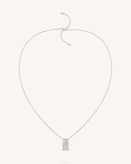co JW PEI collar con colgante de arco pequeño romano Chapado en oro blanco de 18 quilates y circonita blanca. collar H2LF347