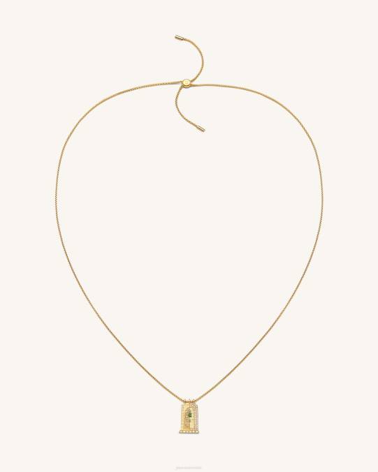 co JW PEI collar con colgante de arco pequeño romano Chapado en oro de 18 quilates y circonitas multicolor. collar H2LF346