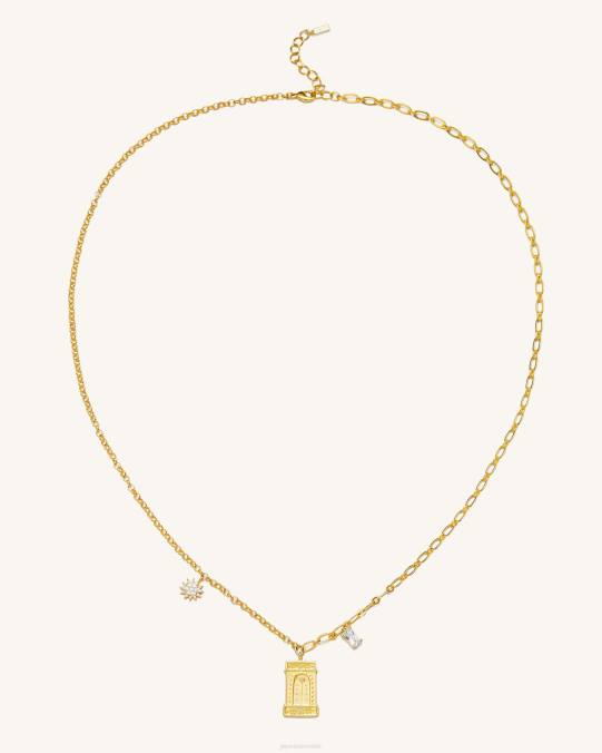 co JW PEI collar con colgante de arco romano Chapado en oro de 18 quilates y circonita blanca. collar H2LF348