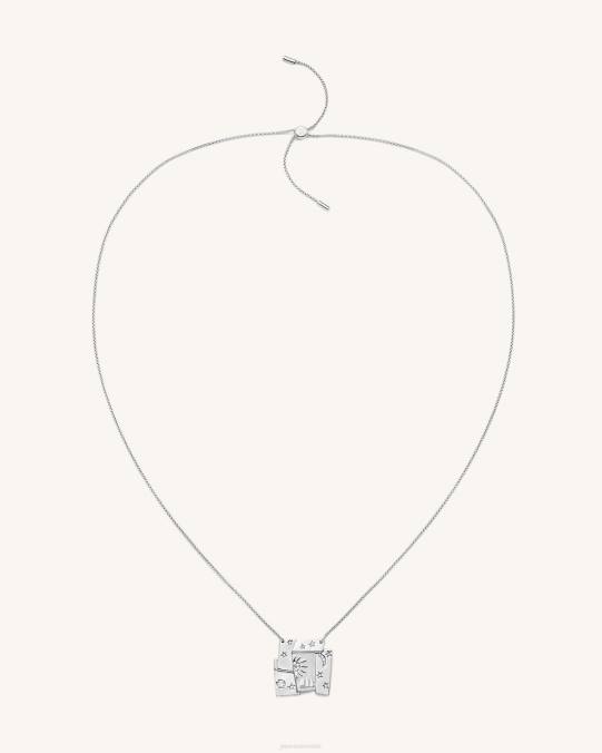 co JW PEI collar con combinación de cosmos Chapado en oro blanco de 18 quilates y circonita blanca. collar H2LF375