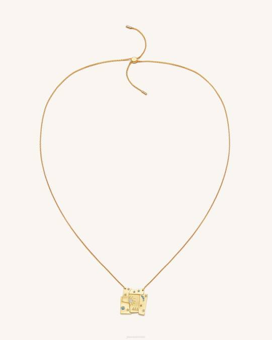 co JW PEI collar con combinación de cosmos Chapado en oro de 18 quilates y circonitas multicolor. collar H2LF374