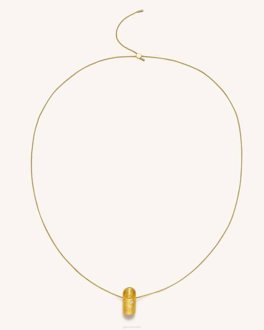 co JW PEI collar de bambú Chapado en oro de 18 quilates y circonita blanca. collar H2LF401