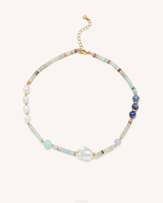 co JW PEI collar de cuentas múltiples amazonita collar H2LF404
