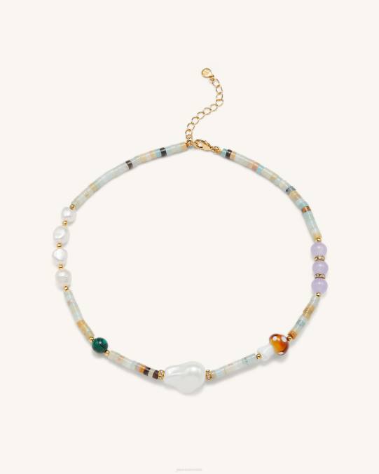 co JW PEI collar de setas con múltiples cuentas amazonita collar H2LF405