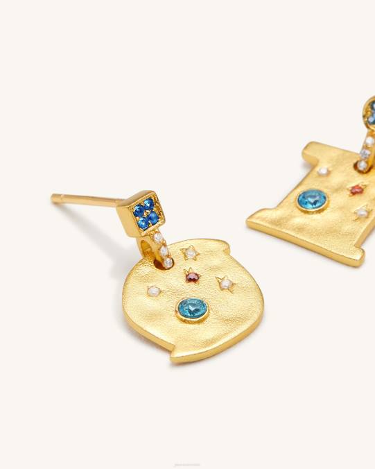 co JW PEI pendientes cosmos Chapado en oro de 18 quilates y circonitas multicolor. pendientes H2LF396