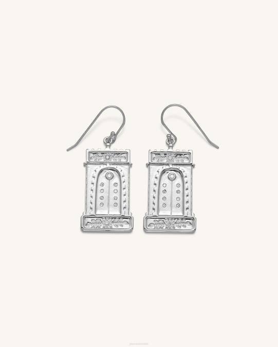 co JW PEI pendientes de arco romano Chapado en oro blanco de 18 quilates y circonita blanca. pendientes H2LF353