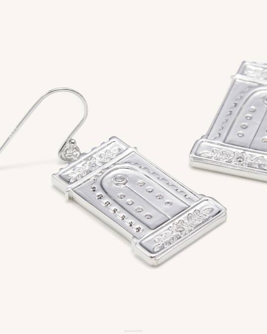 co JW PEI pendientes de arco romano Chapado en oro blanco de 18 quilates y circonita blanca. pendientes H2LF353
