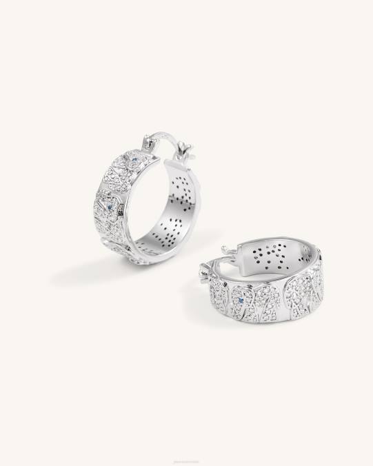 co JW PEI pendientes de elefante Chapado en oro blanco de 18 quilates y circonita blanca y espinela azul pendientes H2LF379